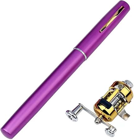 【超軽量・超コンパクト】 ペン型ロッド ベイトリール セット 1m 5本継ぎ アルミ合金製 渓流・氷上・船釣り用 初心者向け ポータブル 釣り竿 7色展開