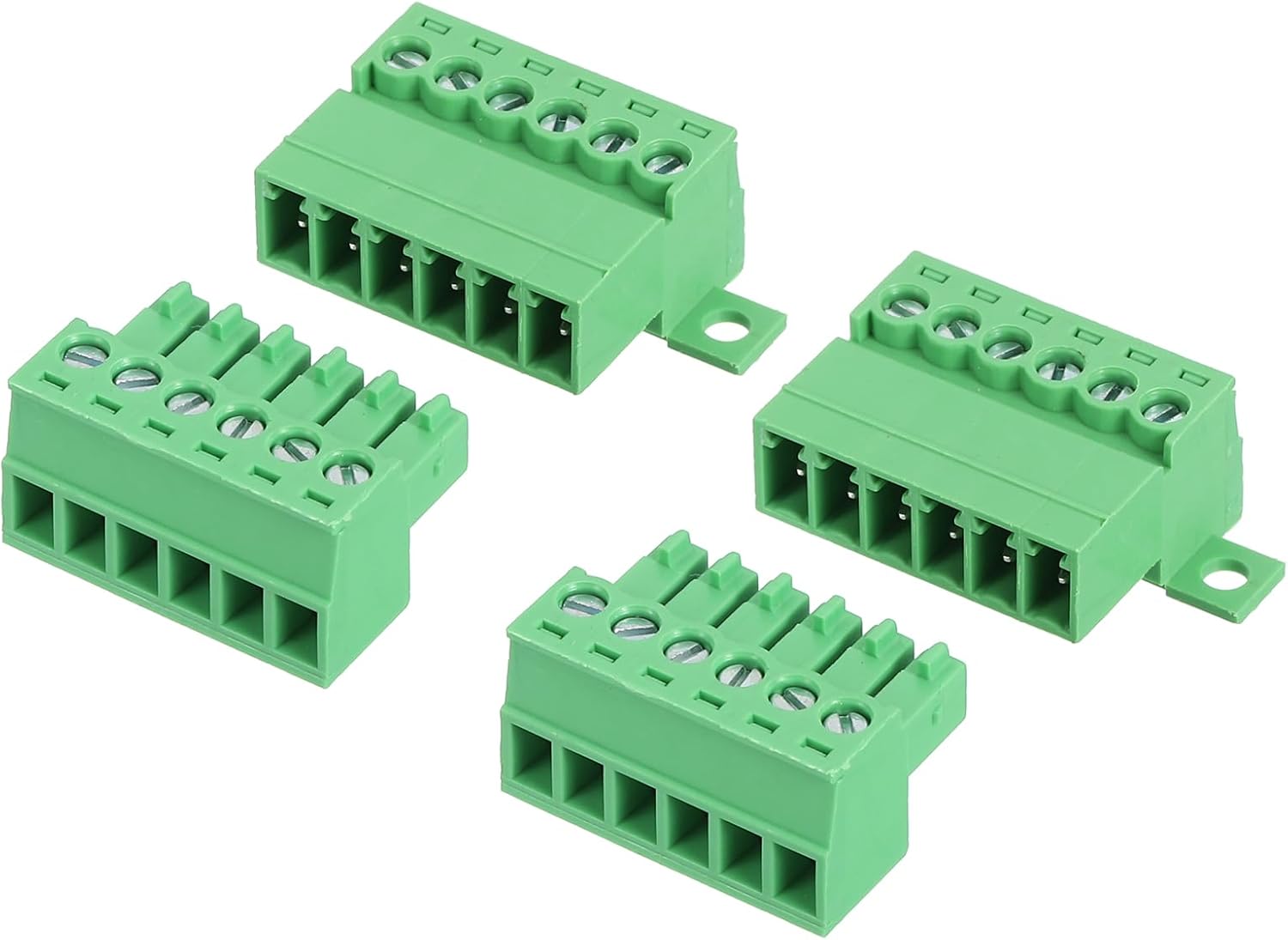 PCB端子台 プラグイン式スクリュー端子台 3.5mmピッチ 6極 2個セット 300V 8A 直型 ピンヘッダー付き 産業用 電子基板接続用