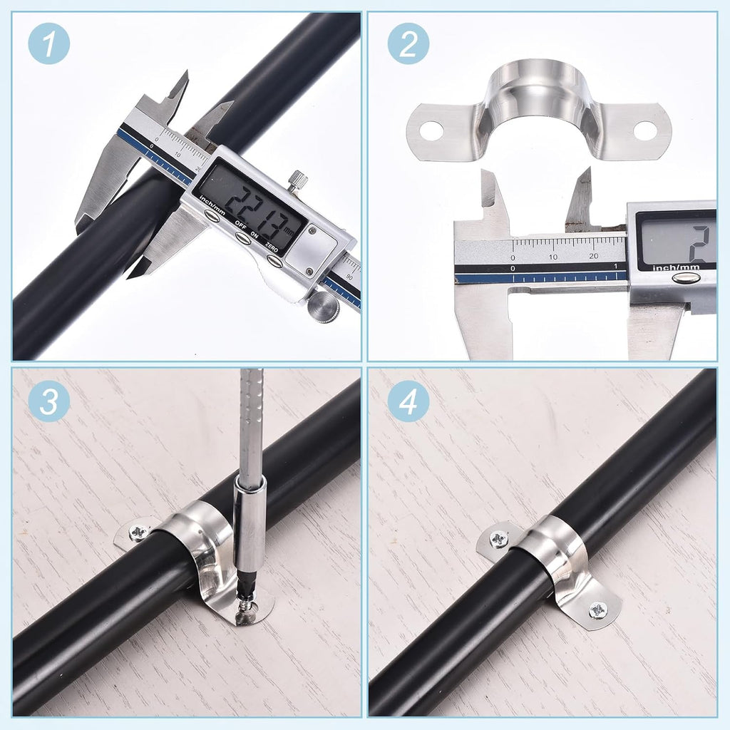 U字型管止め金具 150mm 6個セット ステンレス鋼201製 配管用固定金具 U字クリップ 配管支持金具 パイプ固定金具 2穴 剛性管帯 排水管・配線固定用