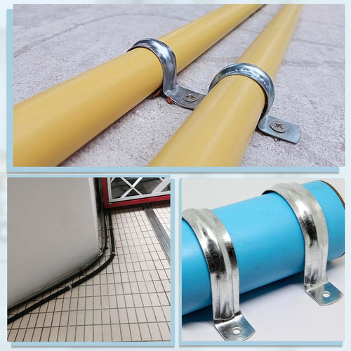 U字型管止め金具 150mm 6個セット ステンレス鋼201製 配管用固定金具 U字クリップ 配管支持金具 パイプ固定金具 2穴 剛性管帯 排水管・配線固定用